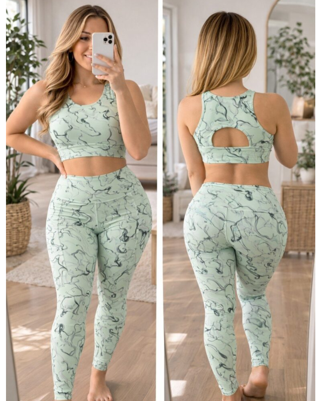 3 Sage Marble Activewear Set - Image 1